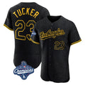 Tlead LA.Dodgers #23 Kyle Tucker Player Black World Series Meet Snake Skin City Limited Elite Home Stitched Jerseys