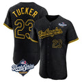 Tlead LA.Dodgers #23 Kyle Tucker Player Black World Series Snake Skin City Limited Elite Home Stitched Jerseys