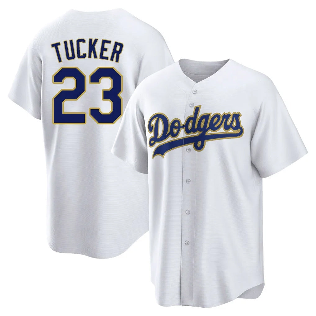 Tlead LA.Dodgers #23 Kyle Tucker Player Gold White 2026 Collection Stadium Game Stitched Jerseys