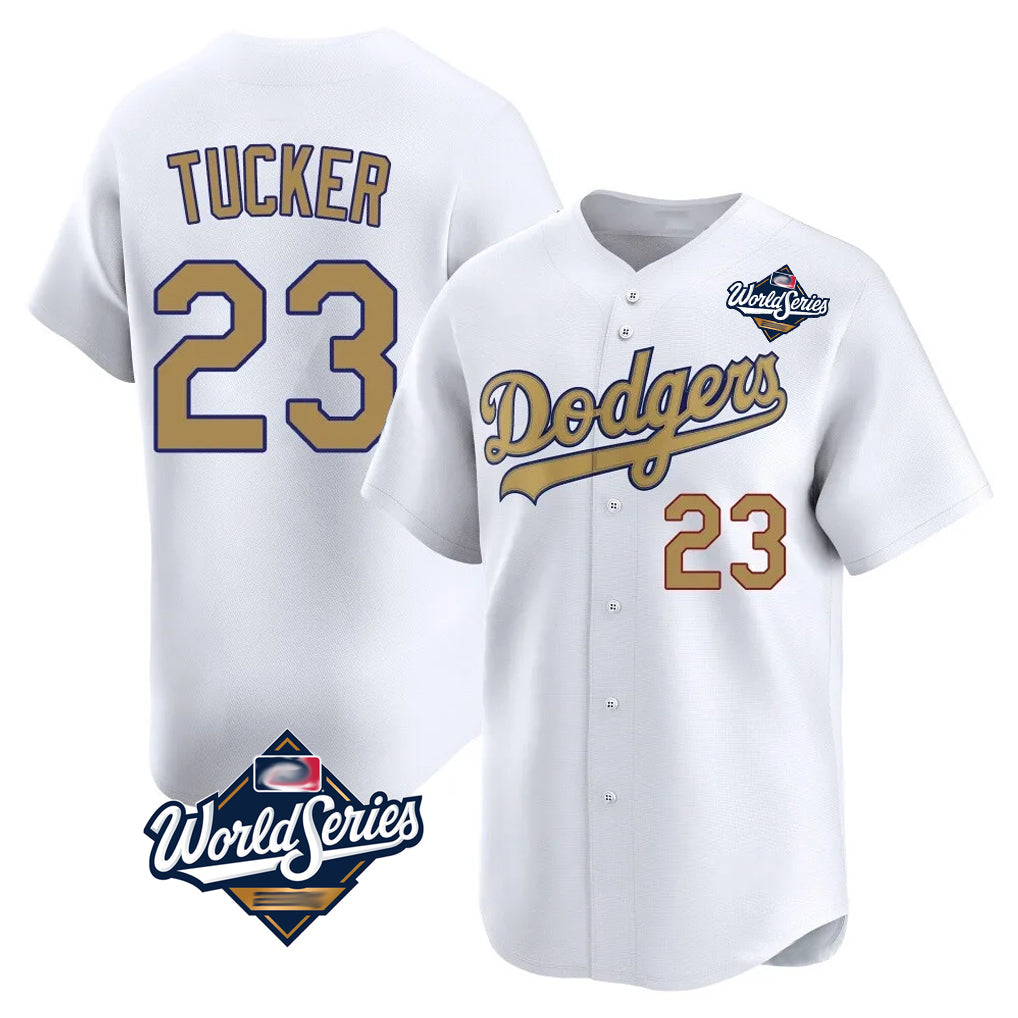 Tlead LA.Dodgers #23 Kyle Tucker Player Gold World Series Collection Limited Home Stitched Jerseys