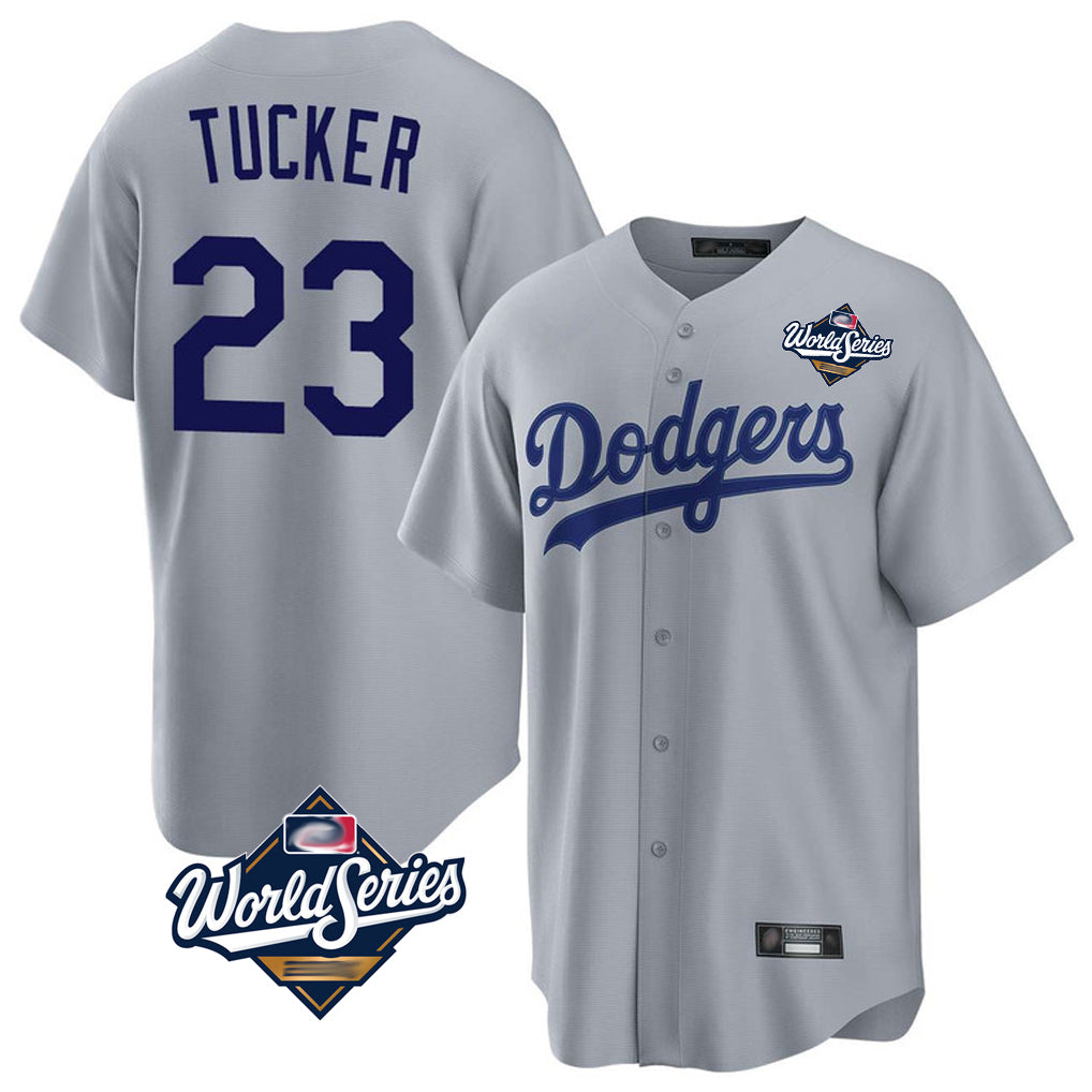 Tlead LA.Dodgers #23 Kyle Tucker Player Gray World Series Game Stitched Jerseys