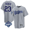 Tlead LA.Dodgers #23 Kyle Tucker Player Gray World Series Meet Game Stitched Jerseys