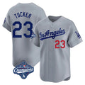 Tlead LA.Dodgers #23 Kyle Tucker Player Gray World Series Meet Limited Home Stitched Jerseys