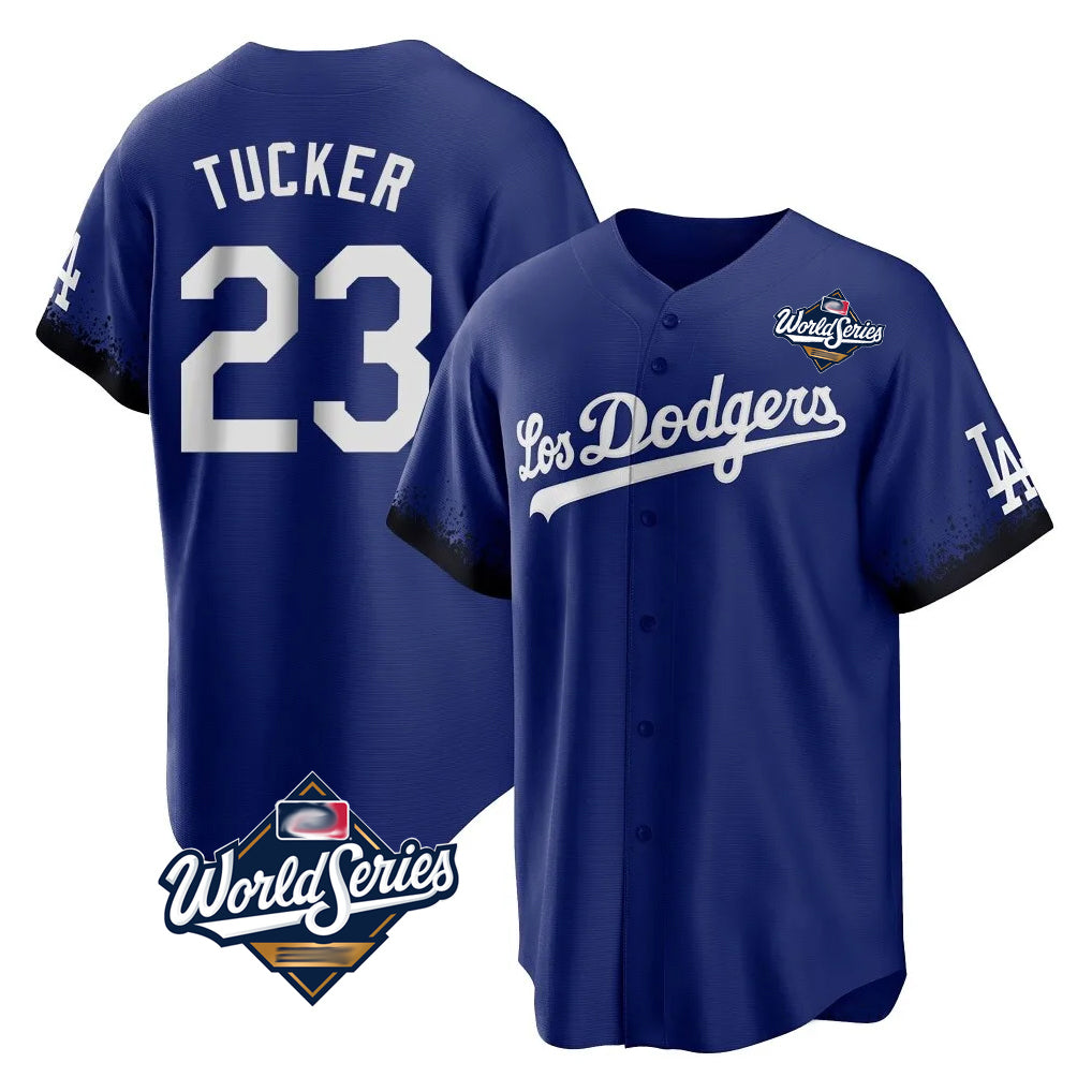 Tlead LA.Dodgers #23 Kyle Tucker Player Royal World Series City Connect Home Game Stitched Jerseys