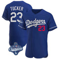 Tlead LA.Dodgers #23 Kyle Tucker Player Royal World Series Meet Limited Elite Home Stitched Jerseys