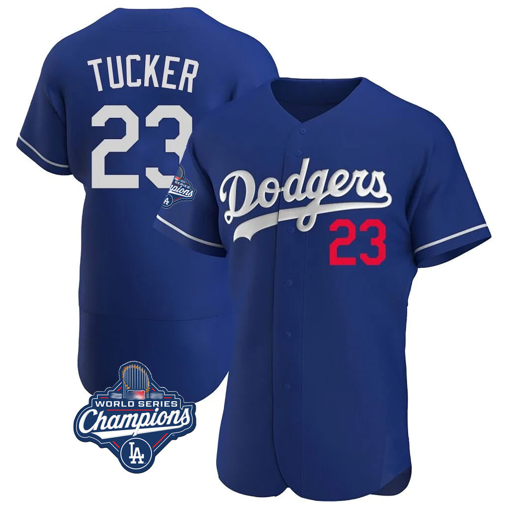 Tlead LA.Dodgers #23 Kyle Tucker Player Royal World Series Meet Limited Elite Home Stitched Jerseys