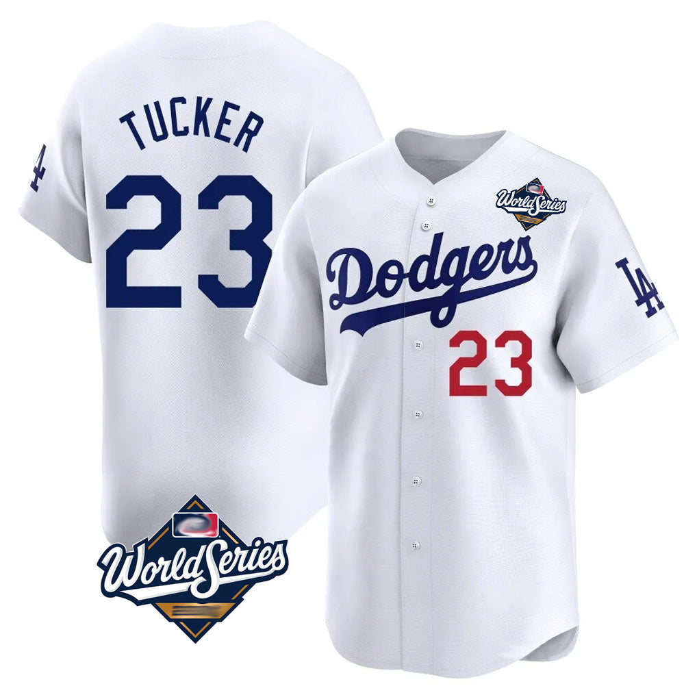 Tlead LA.Dodgers #23 Kyle Tucker Player White World Series Limited Home Stitched Jerseys