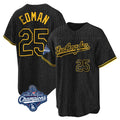 Tlead LA.Dodgers #25 Tommy Edman Player Black World Series Meet Snake Skin City Game Home Stitched Jerseys