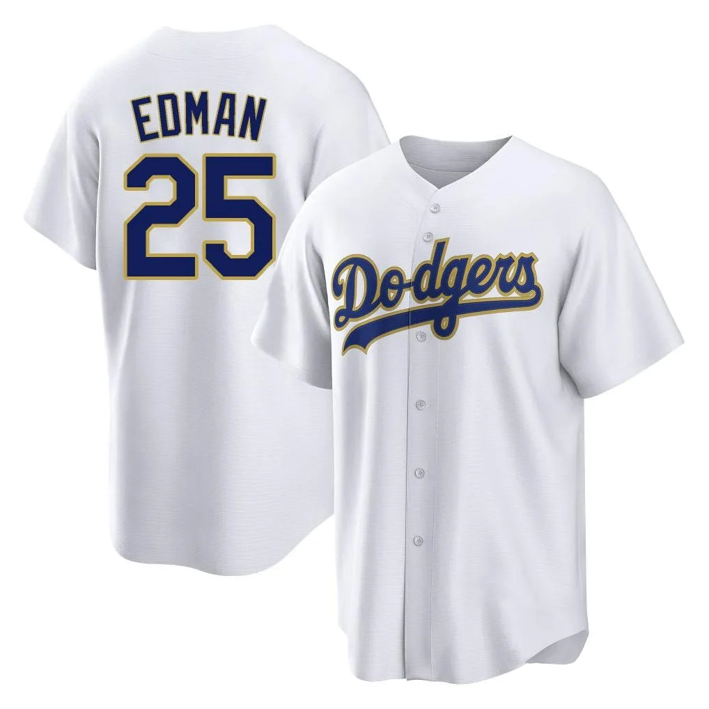 Tlead LA.Dodgers #25 Tommy Edman Player Gold White 2026 Collection Stadium Game Stitched Jerseys