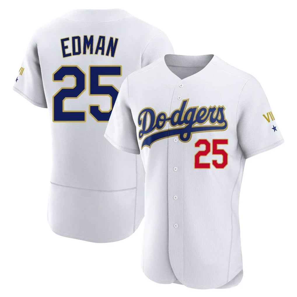 Tlead LA.Dodgers #25 Tommy Edman Player Gold White 2026 Collection Stadium Limited Elite Stitched Jerseys