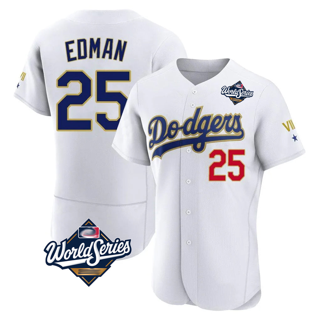 Tlead LA.Dodgers #25 Tommy Edman Player Gold White World Series 2026 Collection Stadium Limited Elite Stitched Jerseys