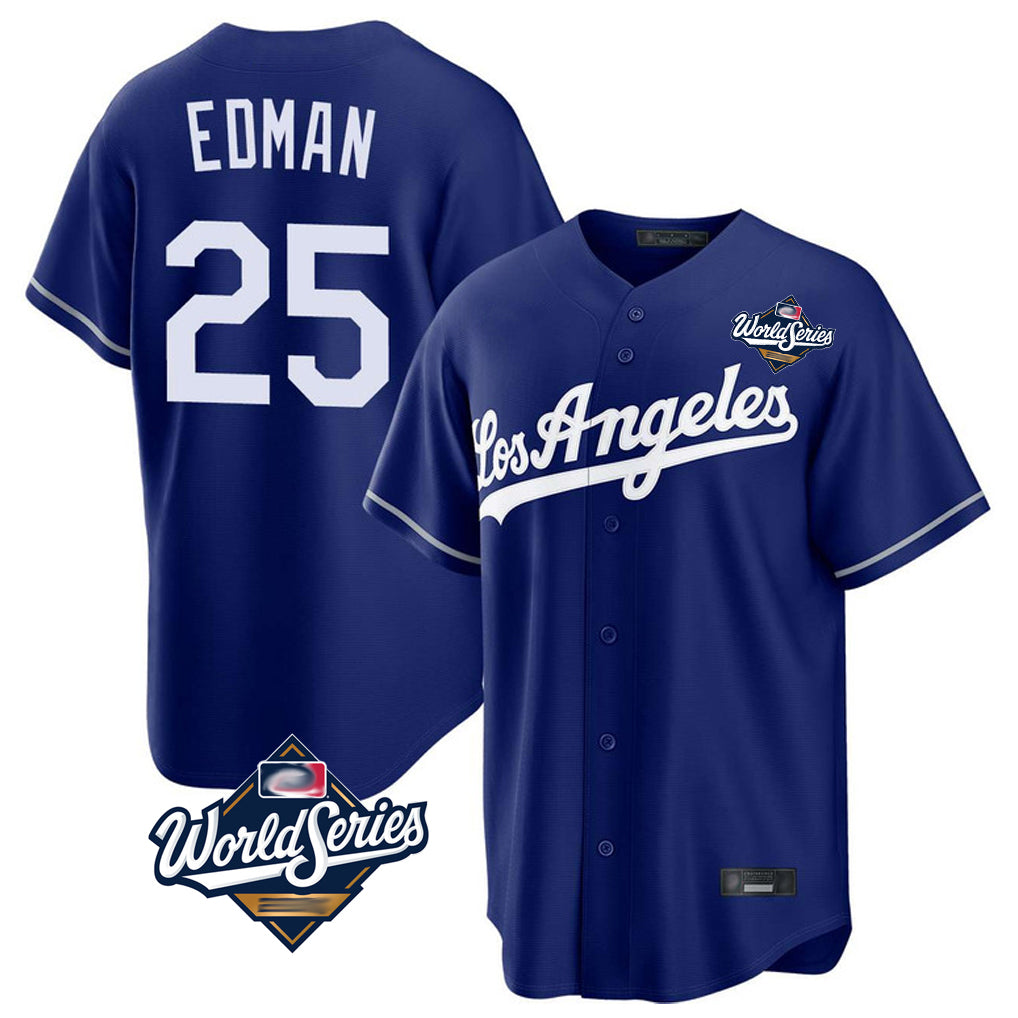 Tlead LA.Dodgers #25 Tommy Edman Player Royal World Series Game Stitched Jerseys