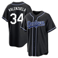 Tlead LA.Dodgers #34 Fernando Valenzuela Player Black Carbon Limited Home Stitched Jerseys