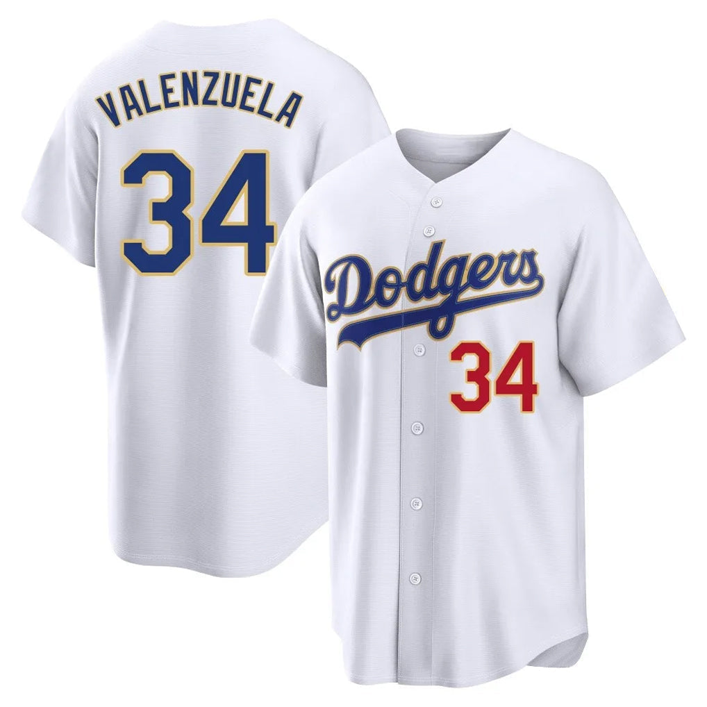 Tlead LA.Dodgers #34 Fernando Valenzuela Player Gold White 2026 Collection Stadium Limited Stitched Jerseys