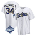 Tlead LA.Dodgers #34 Fernando Valenzuela Player Gold White World Series Meet 2026 Collection Stadium Game Stitched Jerseys