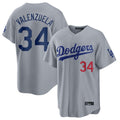 Tlead LA.Dodgers #34 Fernando Valenzuela Player Gray Game Home Stitched Jerseys