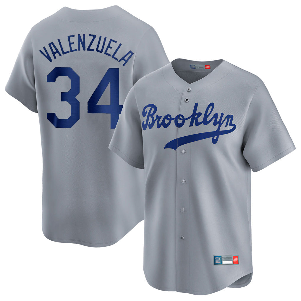 Tlead LA.Dodgers #34 Fernando Valenzuela Player Gray Game Limited Home Stitched Jerseys