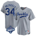 Tlead LA.Dodgers #34 Fernando Valenzuela Player Gray World Series Meet Game Limited Home Stitched Jerseys