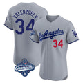 Tlead LA.Dodgers #34 Fernando Valenzuela Player Gray World Series Meet Limited Elite Home Stitched Jerseys