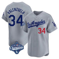 Tlead LA.Dodgers #34 Fernando Valenzuela Player Gray World Series Meet Limited Home Stitched Jerseys