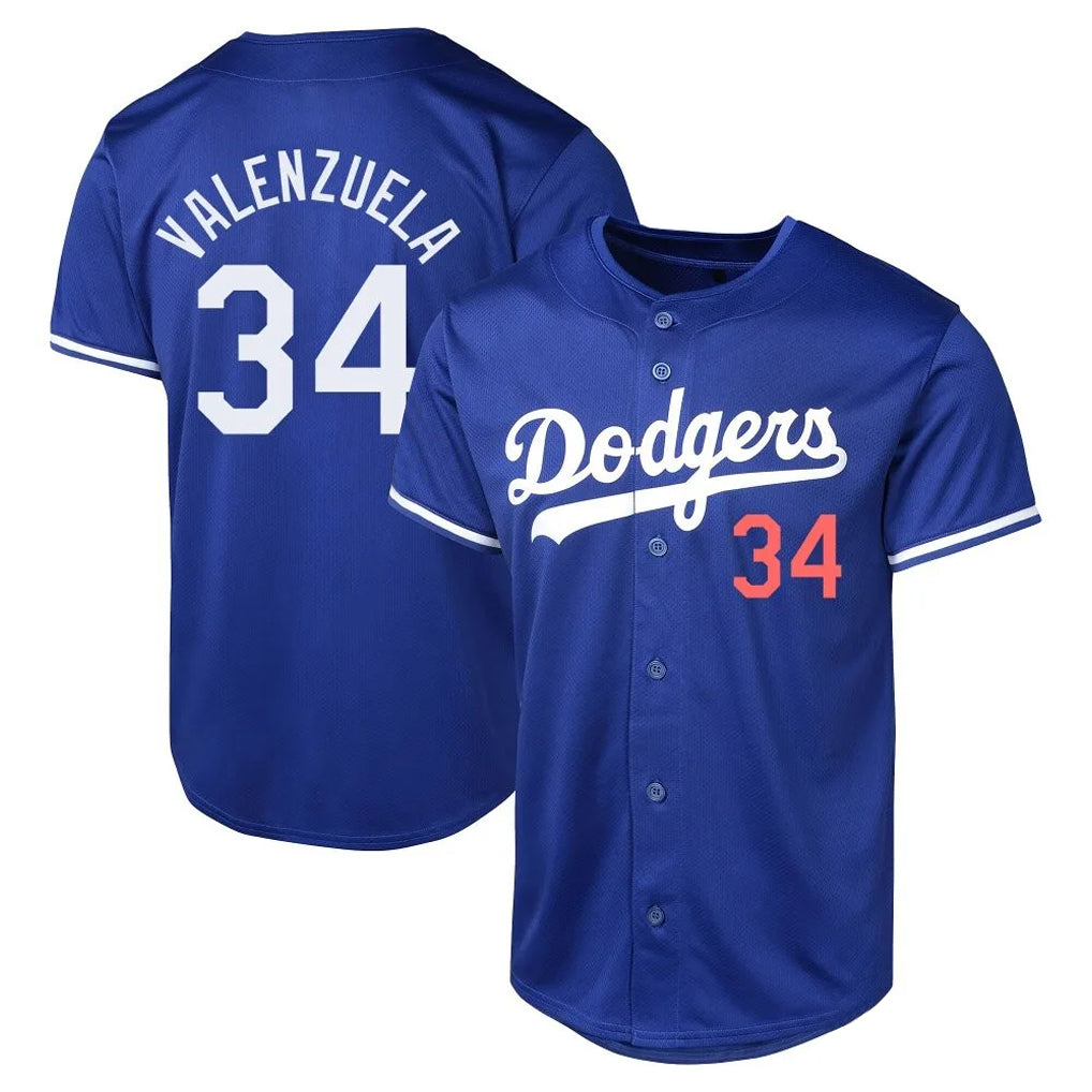 Tlead LA.Dodgers #34 Fernando Valenzuela Player Royal Limited World Series Stitched Jerseys