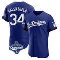 Tlead LA.Dodgers #34 Fernando Valenzuela Player Royal World Series Meet City Connect Elite Home Stitched Jerseys