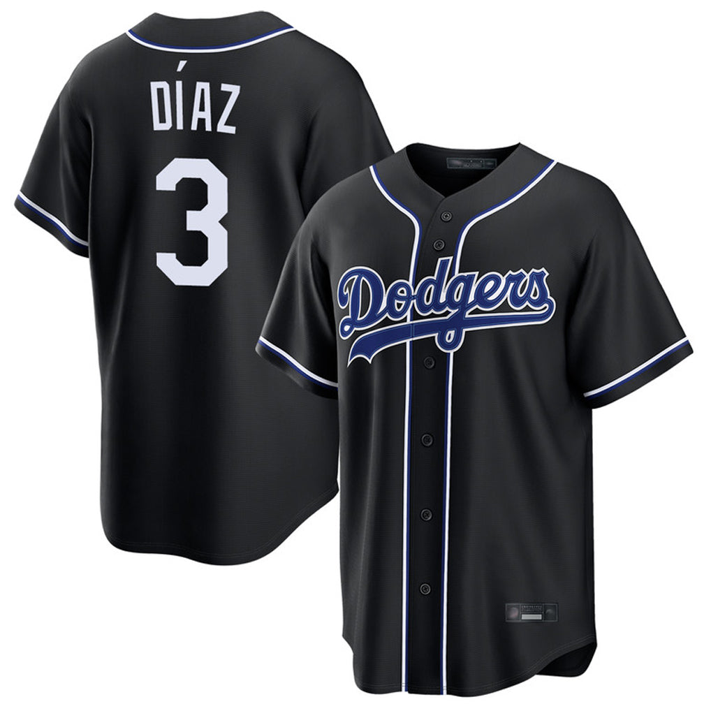 Tlead LA.Dodgers #3 Edwin D¡§aaz Player Black Carbon Limited Home Stitched Jerseys