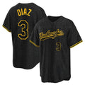 Tlead LA.Dodgers #3 Edwin D¡§aaz Player Black Gold Limited Home Stitched Jerseys