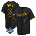 Tlead LA.Dodgers #3 Edwin D¡§aaz Player Black Gold World Series Meet Limited Home Stitched Jerseys