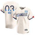 Tlead LA.Dodgers #3 Edwin D¡§aaz Player Cream City Connect Limited Home Stitched Jerseys