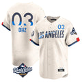 Tlead LA.Dodgers #3 Edwin D¡§aaz Player Cream World Series City Connect Limited Home Stitched Jerseys