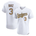 Tlead LA.Dodgers #3 Edwin D¡§aaz Player Gold Limited Elite Home Stitched Jerseys