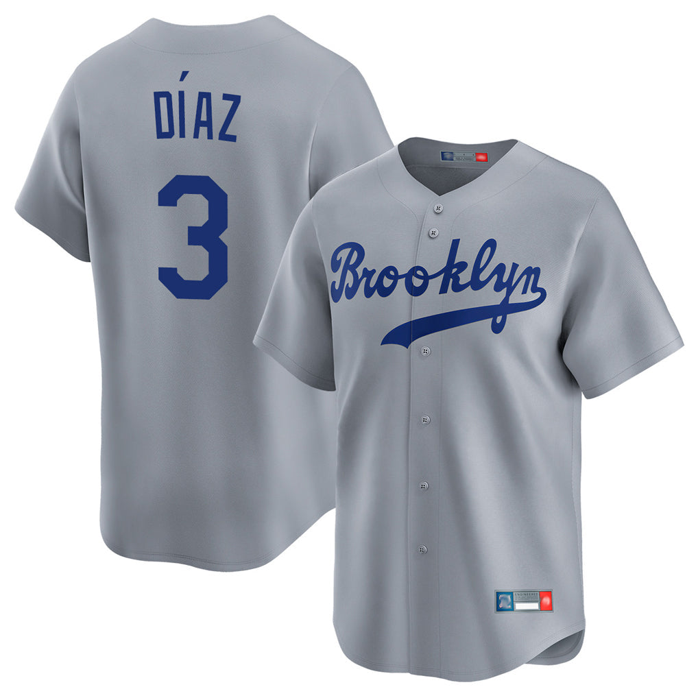 Tlead LA.Dodgers #3 Edwin D¡§aaz Player Gray Game Limited Home Stitched Jerseys