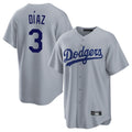Tlead LA.Dodgers #3 Edwin D¡§aaz Player Gray Game Stitched Jerseys