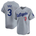 Tlead LA.Dodgers #3 Edwin D¡§aaz Player Gray Limited Home Stitched Jerseys