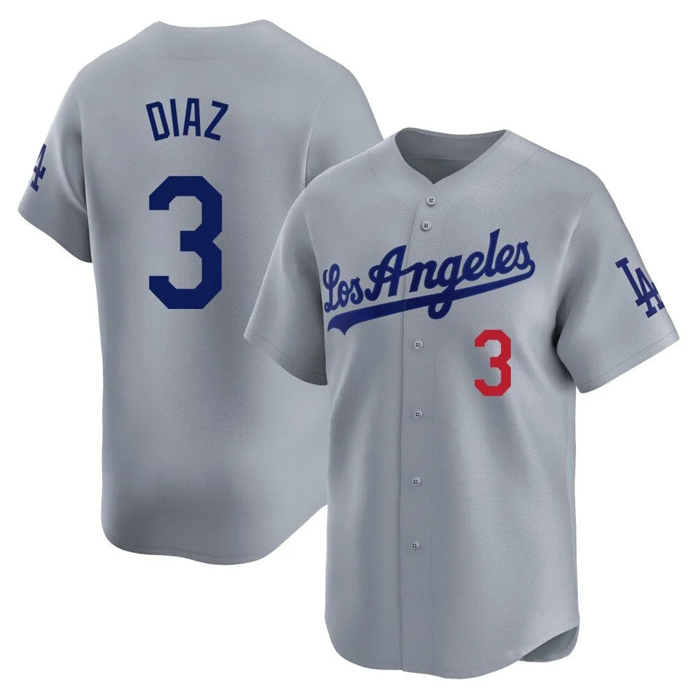 Tlead LA.Dodgers #3 Edwin D¡§aaz Player Gray Limited Home Stitched Jerseys