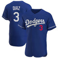 Tlead LA.Dodgers #3 Edwin D¡§aaz Player Royal Limited Elite Home Stitched Jerseys