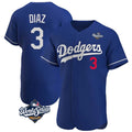 Tlead LA.Dodgers #3 Edwin D¡§aaz Player Royal World Series Limited Elite Home Stitched Jerseys