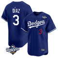 Tlead LA.Dodgers #3 Edwin D¡§aaz Player Royal World Series Limited Home Stitched Jerseys