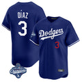 Tlead LA.Dodgers #3 Edwin D¡§aaz Player Royal World Series Meet Limited Home Stitched Jerseys