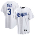 Tlead LA.Dodgers #3 Edwin D¡§aaz Player White Game Home Stitched Jerseys