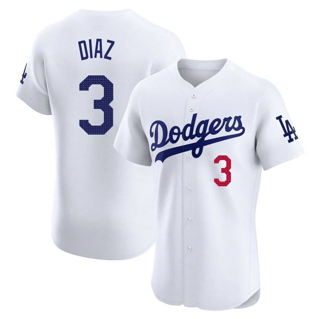 Tlead LA.Dodgers #3 Edwin D¡§aaz Player White Limited Elite Home Stitched Jerseys