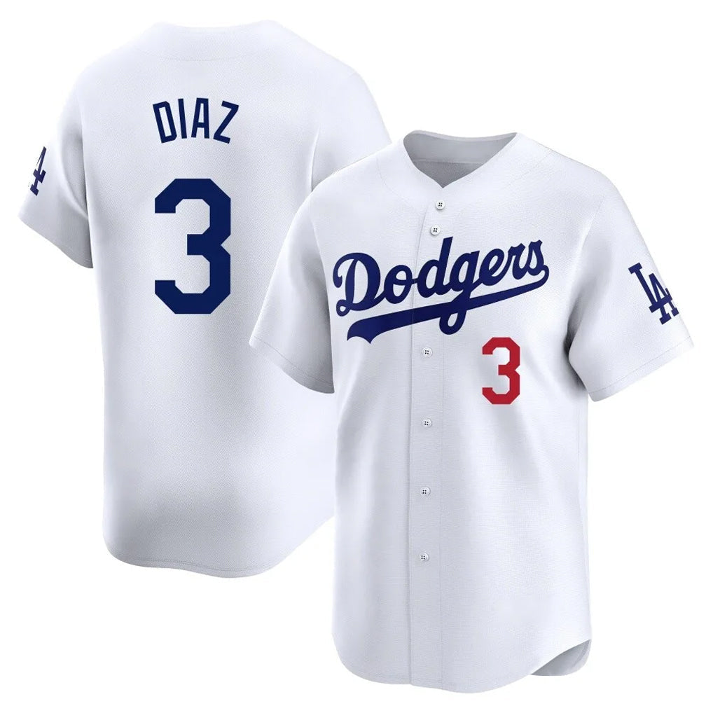 Tlead LA.Dodgers #3 Edwin D¡§aaz Player White Limited Home Stitched Jerseys