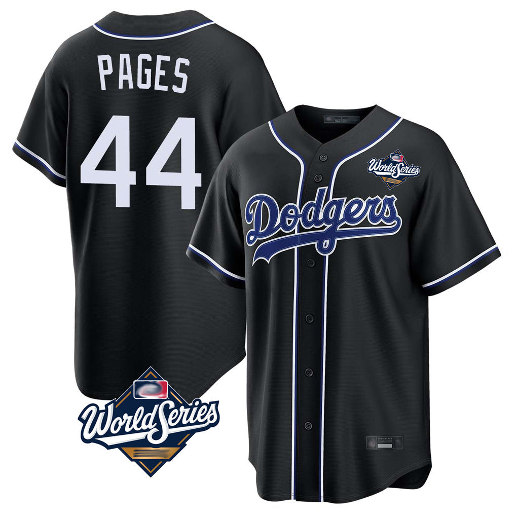 Tlead LA.Dodgers #44 Andy Pages Player Black World Series Carbon Limited Home Stitched Jerseys