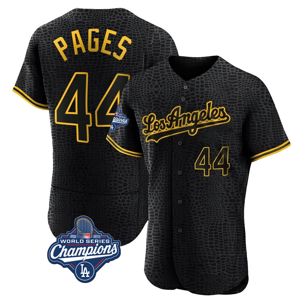 Tlead LA.Dodgers #44 Andy Pages Player Black World Series Meet Snake Skin City Limited Elite Home Stitched Jerseys