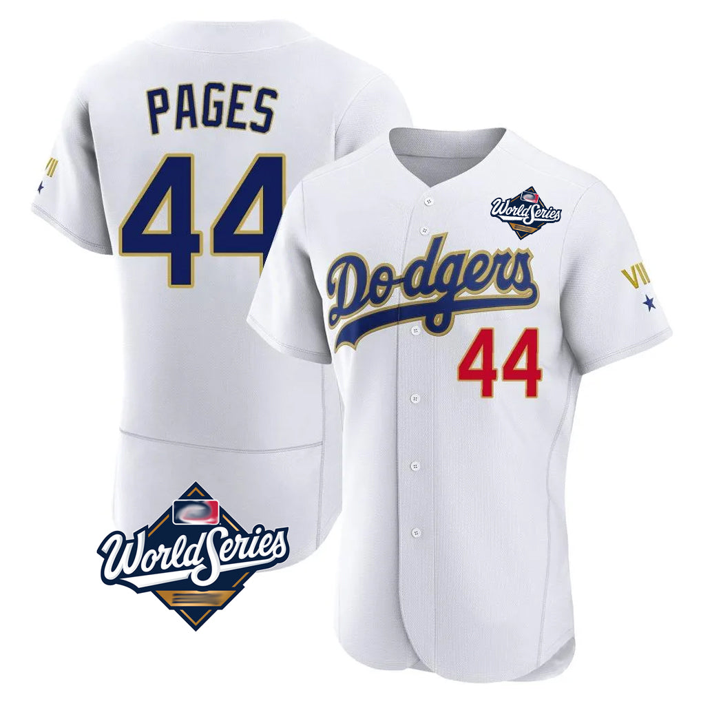 Tlead LA.Dodgers #44 Andy Pages Player Gold White World Series 2026 Collection Stadium Limited Elite Stitched Jerseys