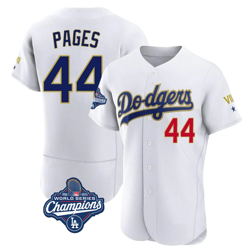Tlead LA.Dodgers #44 Andy Pages Player Gold White World Series Meet 2026 Collection Stadium Limited Elite Stitched Jerseys