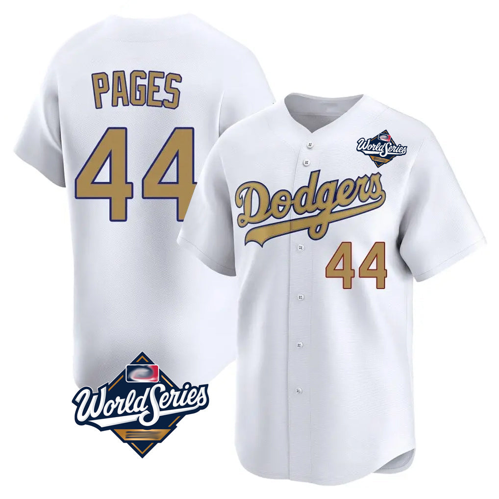 Tlead LA.Dodgers #44 Andy Pages Player Gold World Series Collection Limited Home Stitched Jerseys