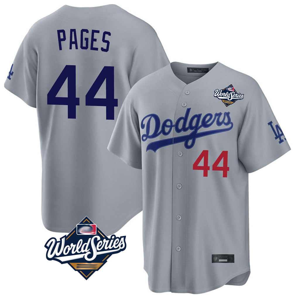 Tlead LA.Dodgers #44 Andy Pages Player Gray World Series Game Home Stitched Jerseys