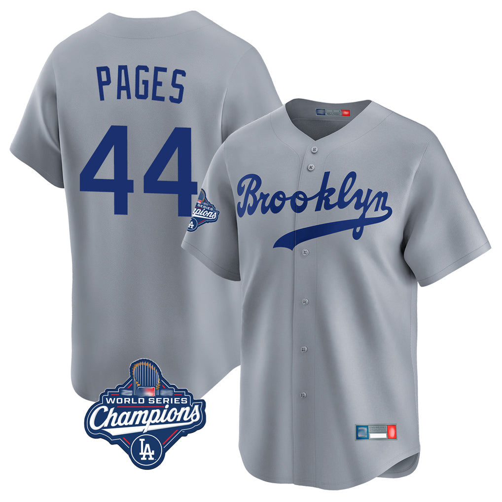 Tlead LA.Dodgers #44 Andy Pages Player Gray World Series Meet Game Limited Home Stitched Jerseys